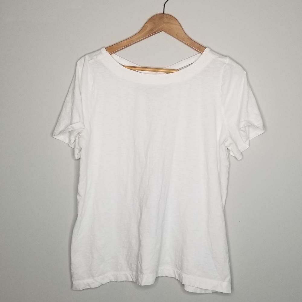 Loft White Criss Cross Back Tee